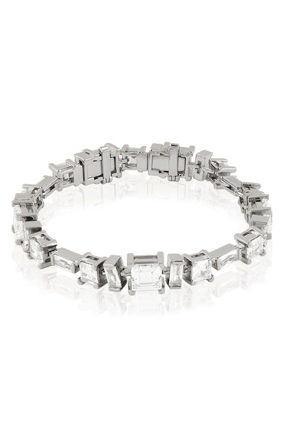 White Rhodium Finish Diamante Bracelet