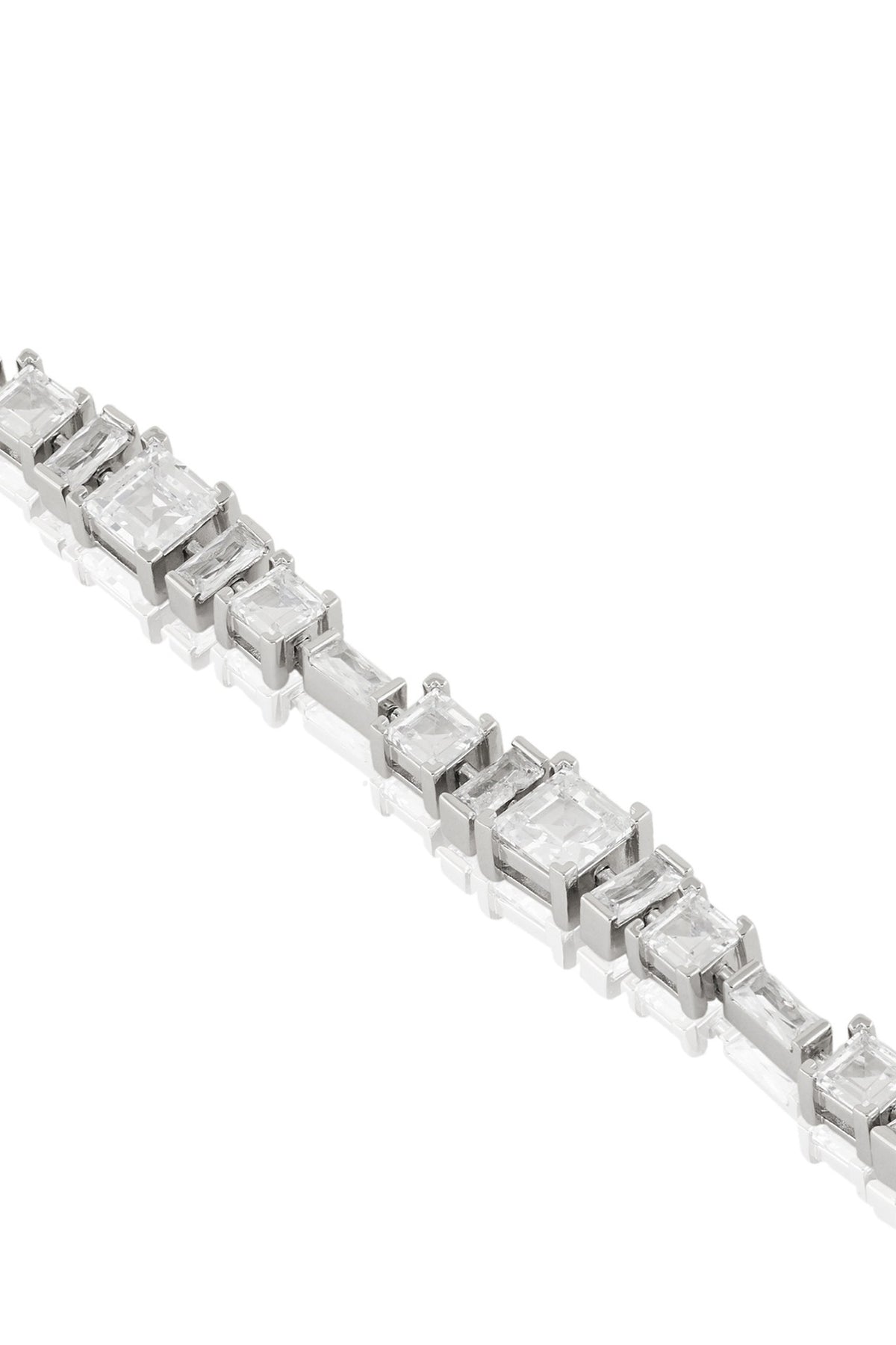 White Rhodium Finish Diamante Bracelet