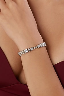 White Rhodium Finish Diamante Bracelet