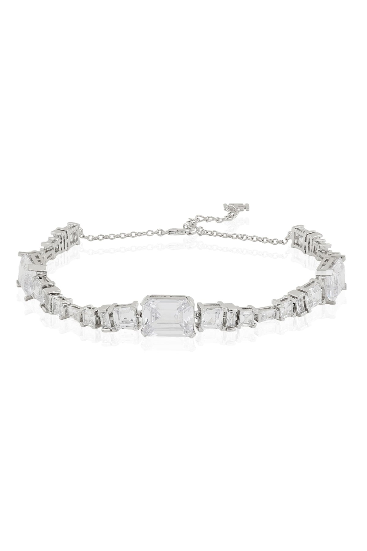 White Rhodium Finish Diamante Necklace