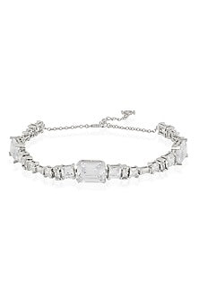 White Rhodium Finish Diamante Necklace