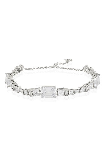 White Rhodium Finish Diamante Necklace