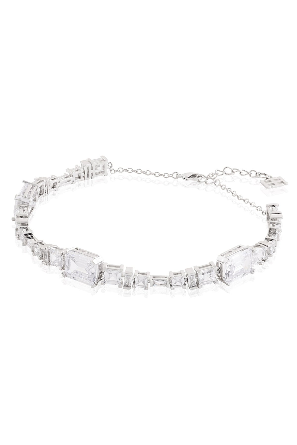 White Rhodium Finish Diamante Necklace