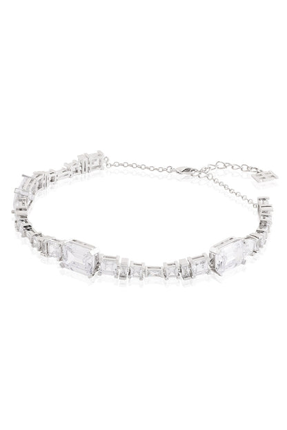 White Rhodium Finish Diamante Necklace