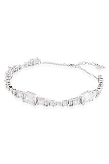 White Rhodium Finish Diamante Necklace
