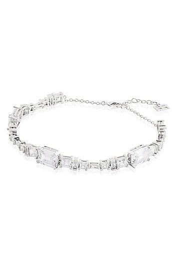 White Rhodium Finish Diamante Necklace