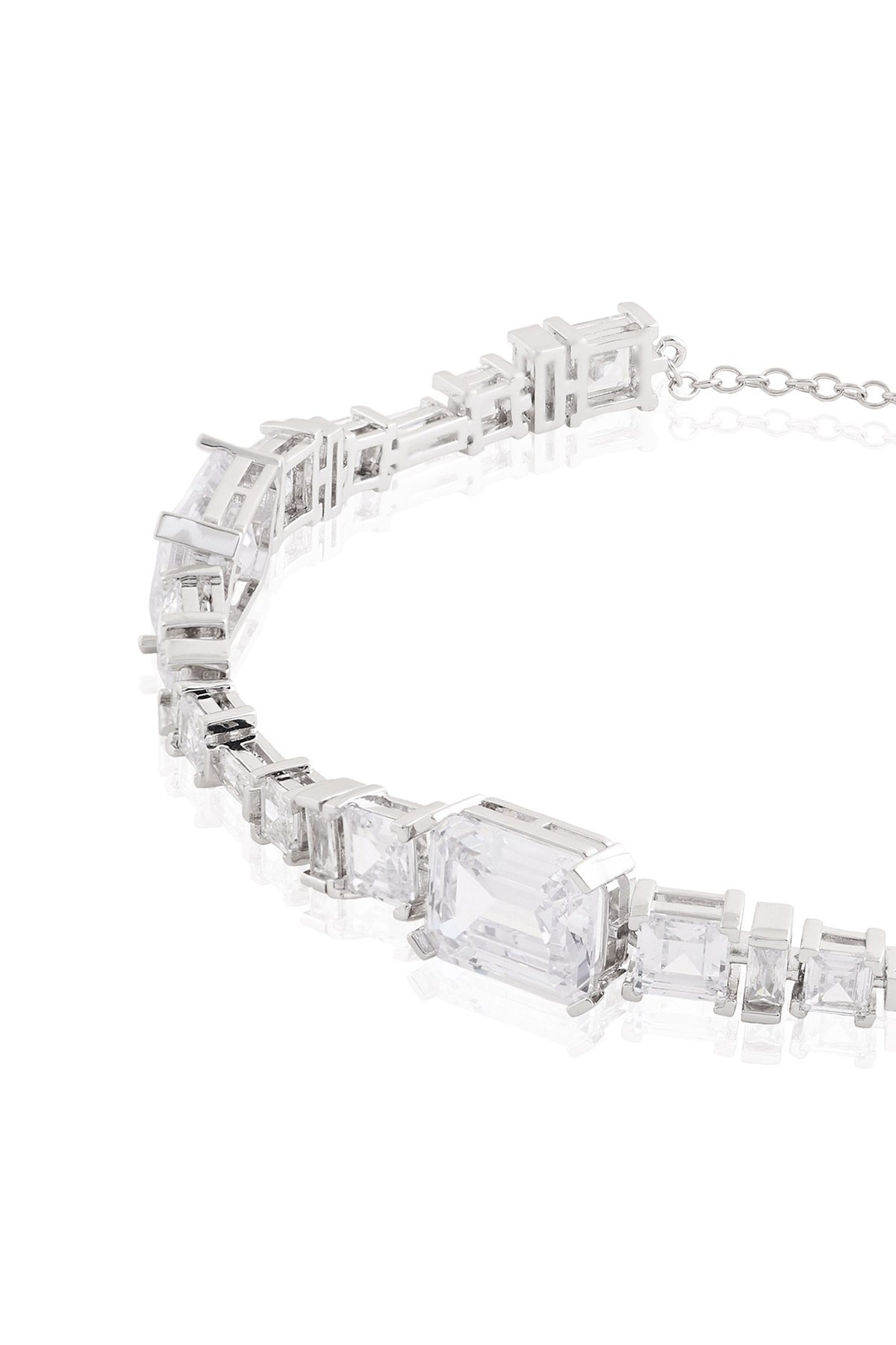 White Rhodium Finish Diamante Necklace