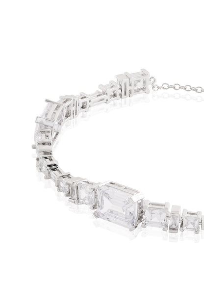 White Rhodium Finish Diamante Necklace