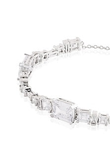 White Rhodium Finish Diamante Necklace