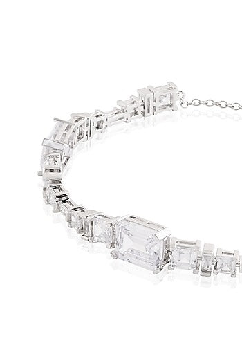 White Rhodium Finish Diamante Necklace