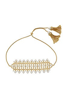 Gold Finish Pearl Choker Necklace