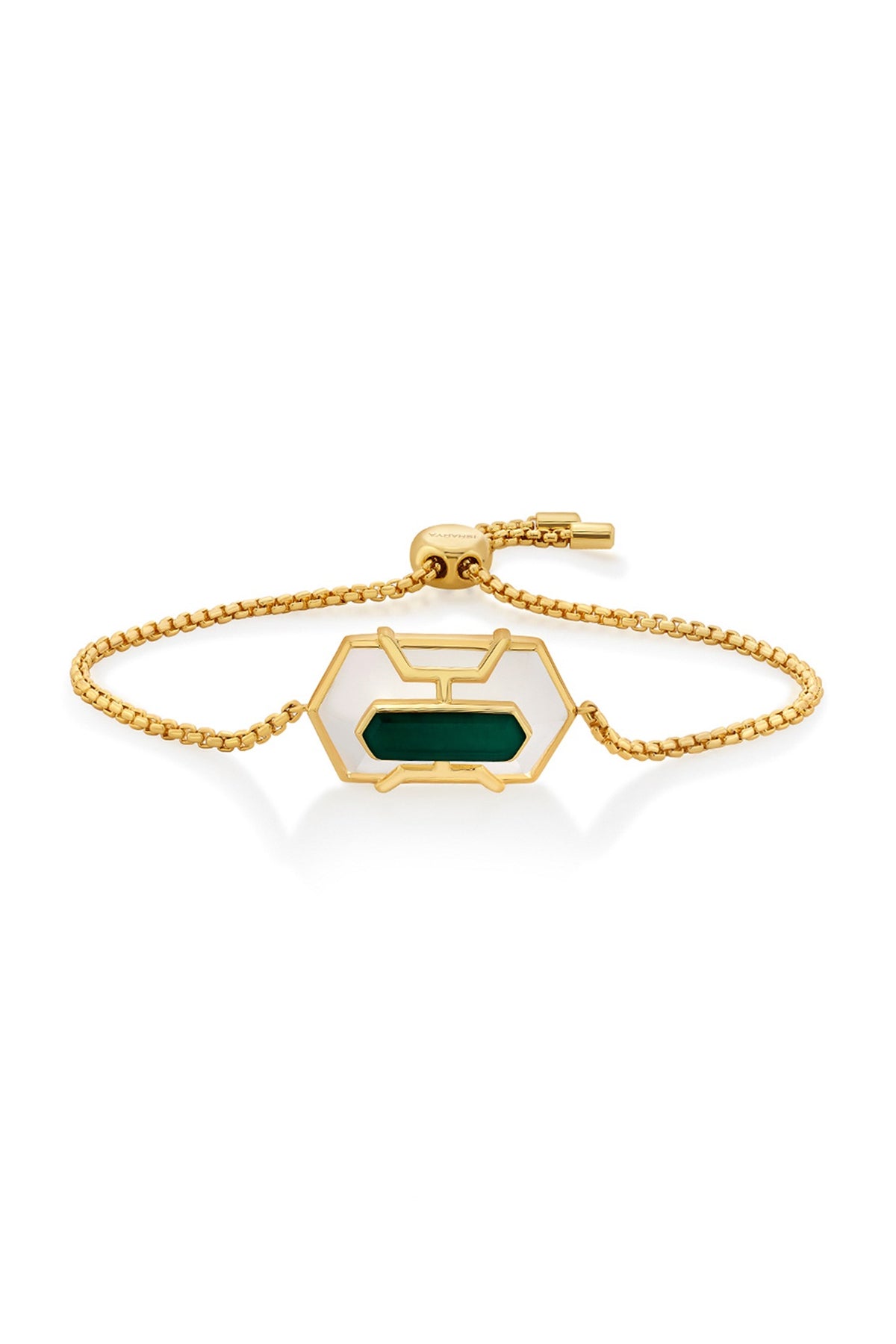 Gold Finish Emerald Doublet Stone Bracelet