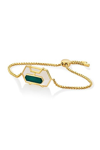 Gold Finish Emerald Doublet Stone Bracelet