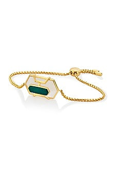 Gold Finish Emerald Doublet Stone Bracelet