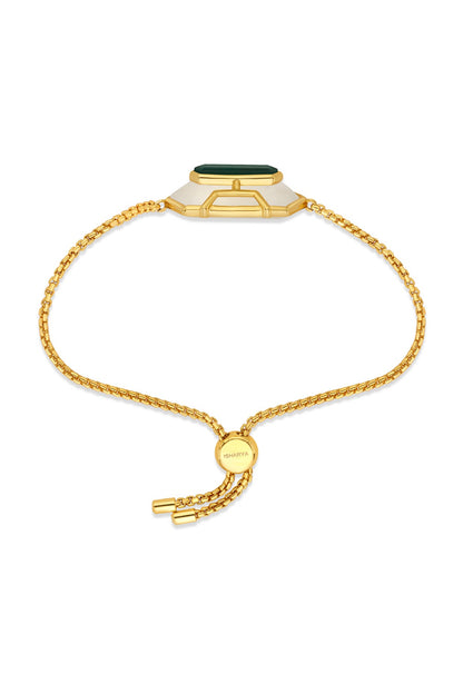 Gold Finish Emerald Doublet Stone Bracelet