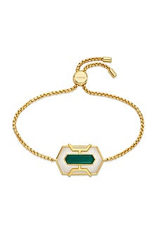 Gold Finish Emerald Doublet Stone Bracelet