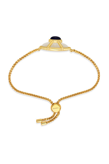 Gold Finish Blue Sapphire Stone Evil Eye Bracelet