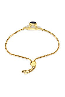 Gold Finish Blue Sapphire Stone Evil Eye Bracelet