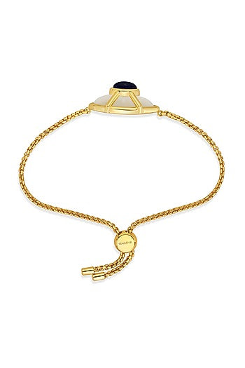 Gold Finish Blue Sapphire Stone Evil Eye Bracelet