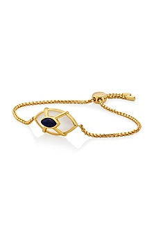 Gold Finish Blue Sapphire Stone Evil Eye Bracelet