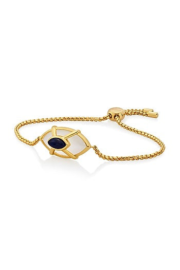 Gold Finish Blue Sapphire Stone Evil Eye Bracelet
