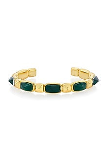 Gold Finish Emerald Doublet Stone Bracelet