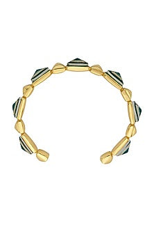 Gold Finish Emerald Doublet Stone Bracelet