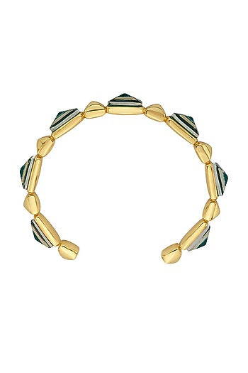 Gold Finish Emerald Doublet Stone Bracelet