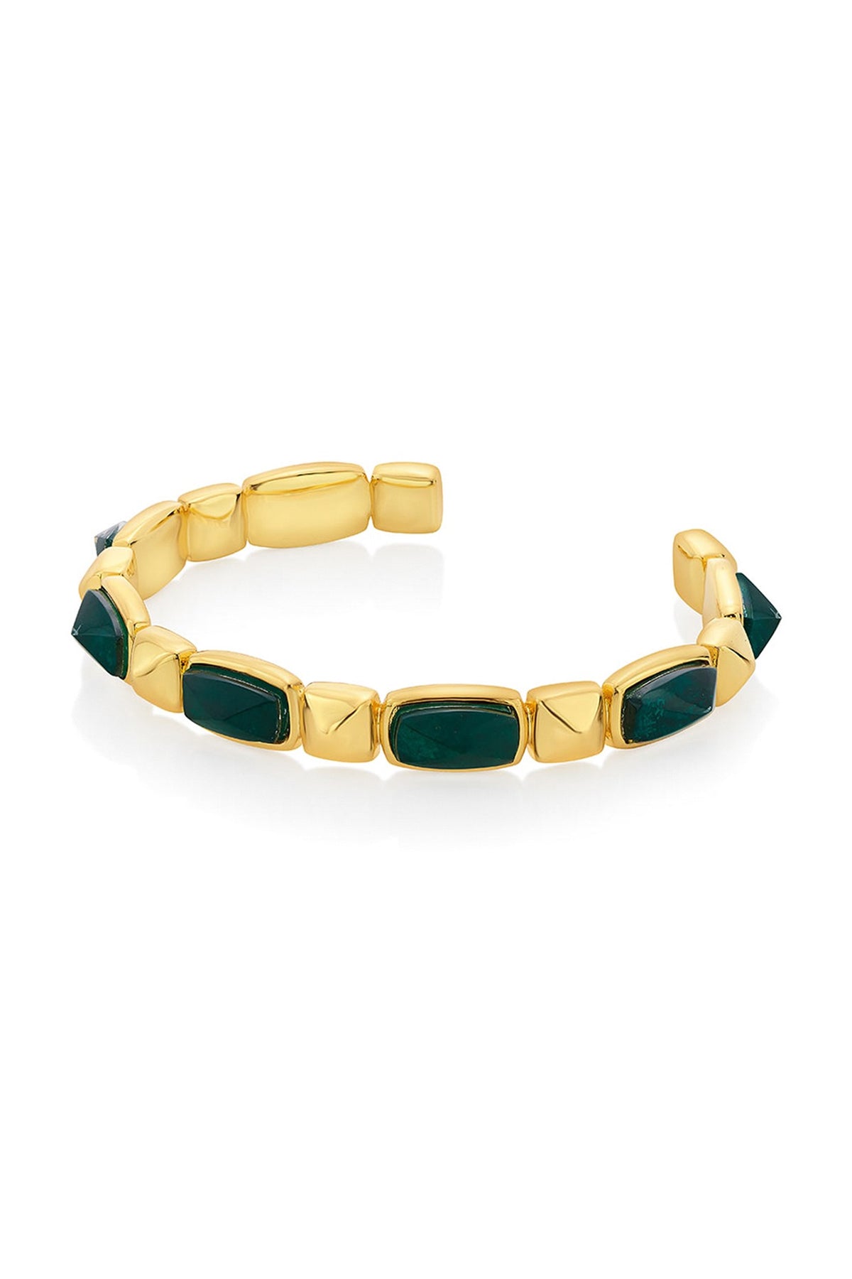 Gold Finish Emerald Doublet Stone Bracelet