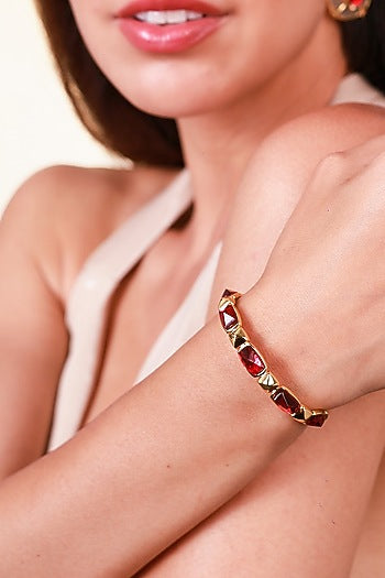 Gold Finish Pink Hydro Stone Bracelet