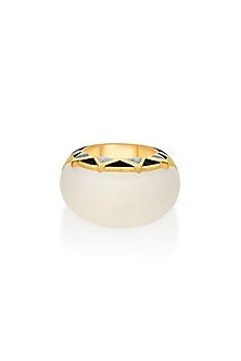 Gold Finish Mirror Enamel Ring