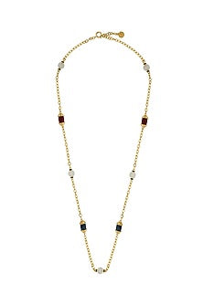 Gold Plated Blue Lapis Long Necklace
