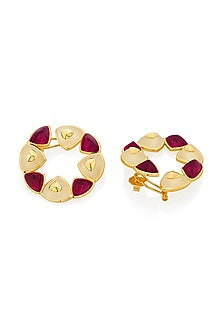 Gold Plated Pink Hydro Stone Stud Earrings