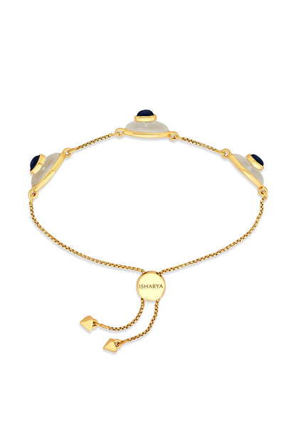 Gold Plated Sapphire Doublet Stone Bracelet
