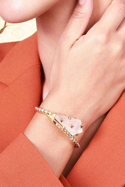 Gold Plated Rock Crystal Cuff Bracelet
