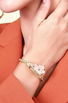 Gold Plated Rock Crystal Cuff Bracelet