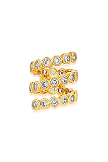 Gold Finish Crystal Swirl Ring