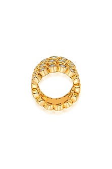 Gold Finish Crystal Swirl Ring