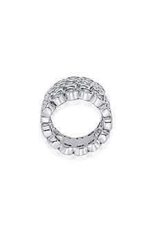 White Finish CZ Swirl Ring