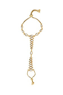 Gold Finish Marquise Mirror Hand Harness