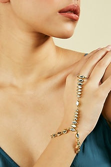 Gold Finish Marquise Mirror Hand Harness