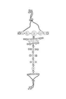 White Finish Crystal & Pearl Hand Harness