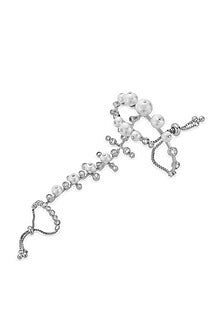White Finish Crystal & Pearl Hand Harness