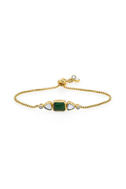 Gold Finish Green Hydro & Mirror Bracelet