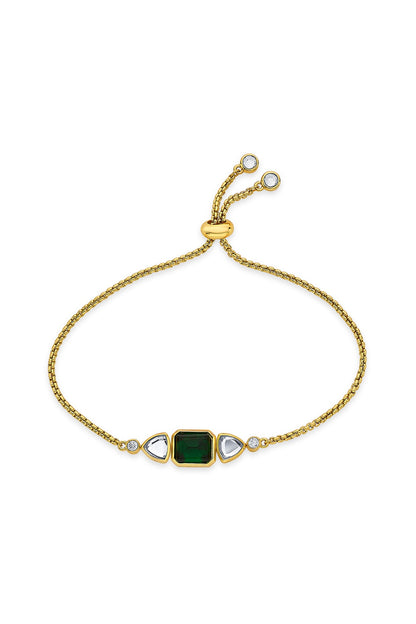 Gold Finish Green Hydro & Mirror Bracelet