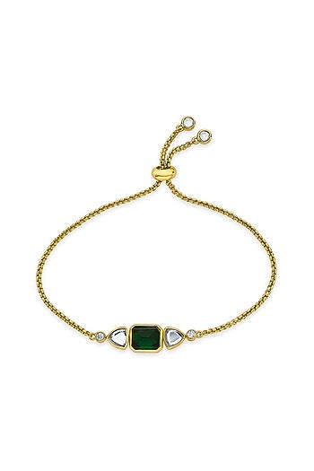 Gold Finish Green Hydro & Mirror Bracelet