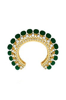 Gold Finish Green Hydro Stone Cuff