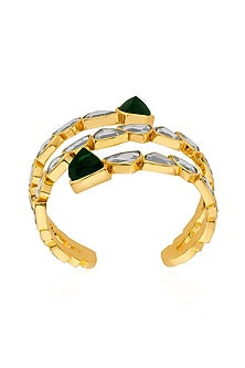 Gold Finish Green Hydro Stone Cuff