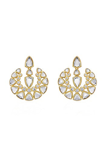 Gold Finish Mirror Drop Earrings