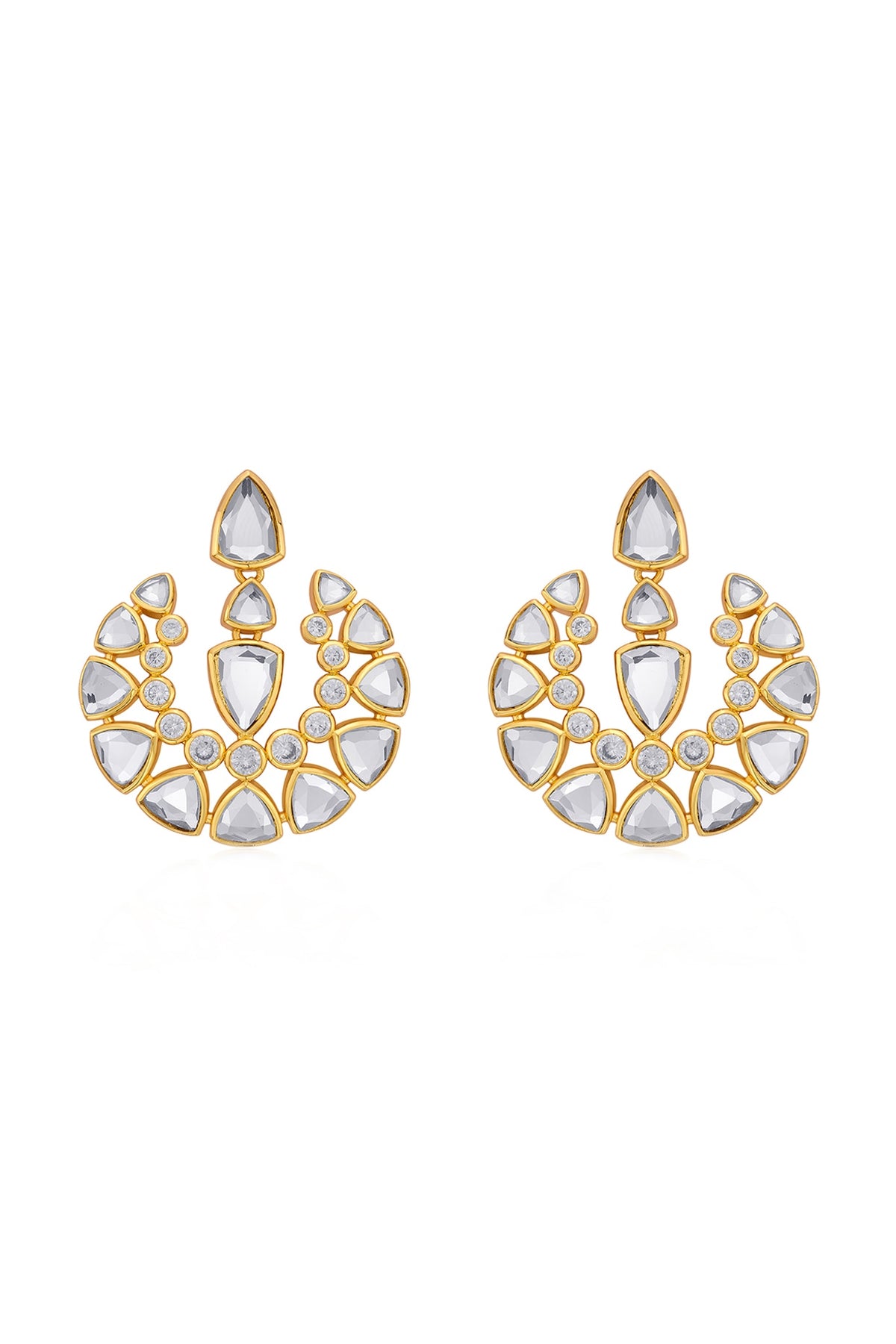 Gold Finish Mirror Drop Earrings